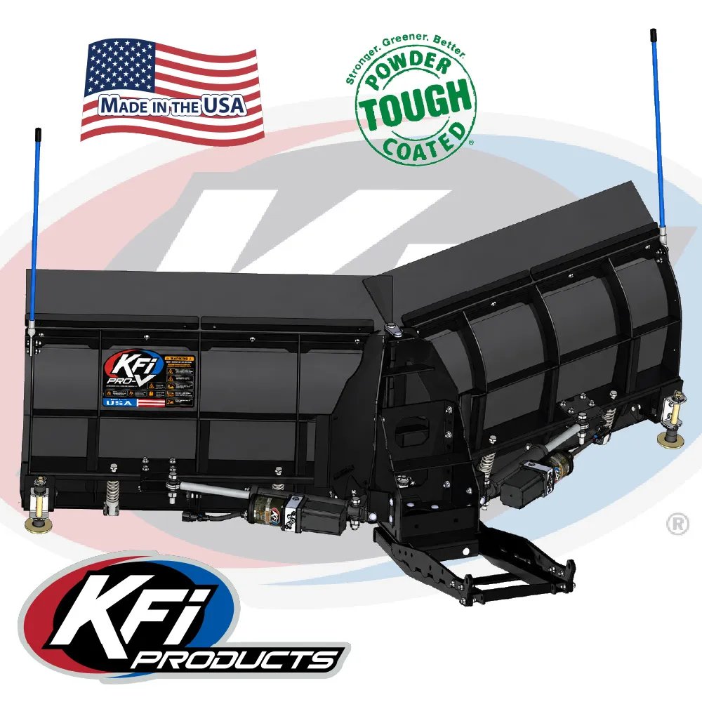 KFI Pro-V snow plow system with V-blade and push frame